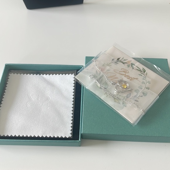 925 Silver 18” Heart Necklace with Yellow Gemstone 💛 - Picture 6 of 8